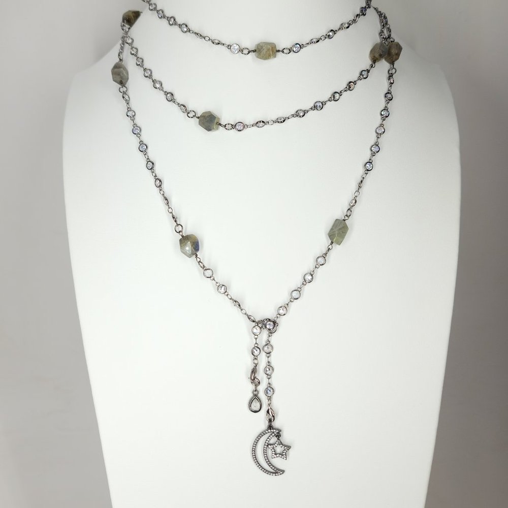 NEW CZ Diamond by the Yard Labradorite Necklace - Picture 11 of 14